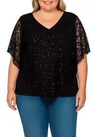 Nylon Sequin Poncho Top