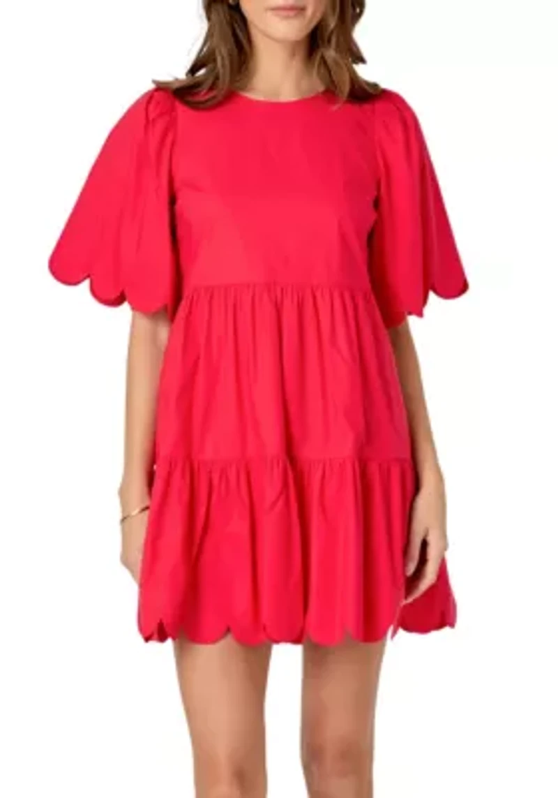 Scallop Detail Mini Dress