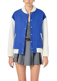 Tweed PU Bomber Jacket