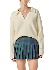 OVERSIZED COLLAR KNIT TOP