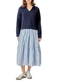 MIXED MEDIA MIDI DRESS