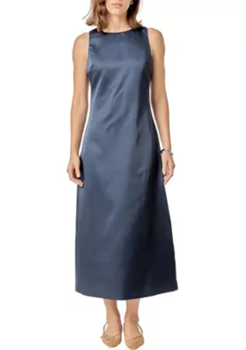 SATIN SLEEVELESS MIDI DRESS