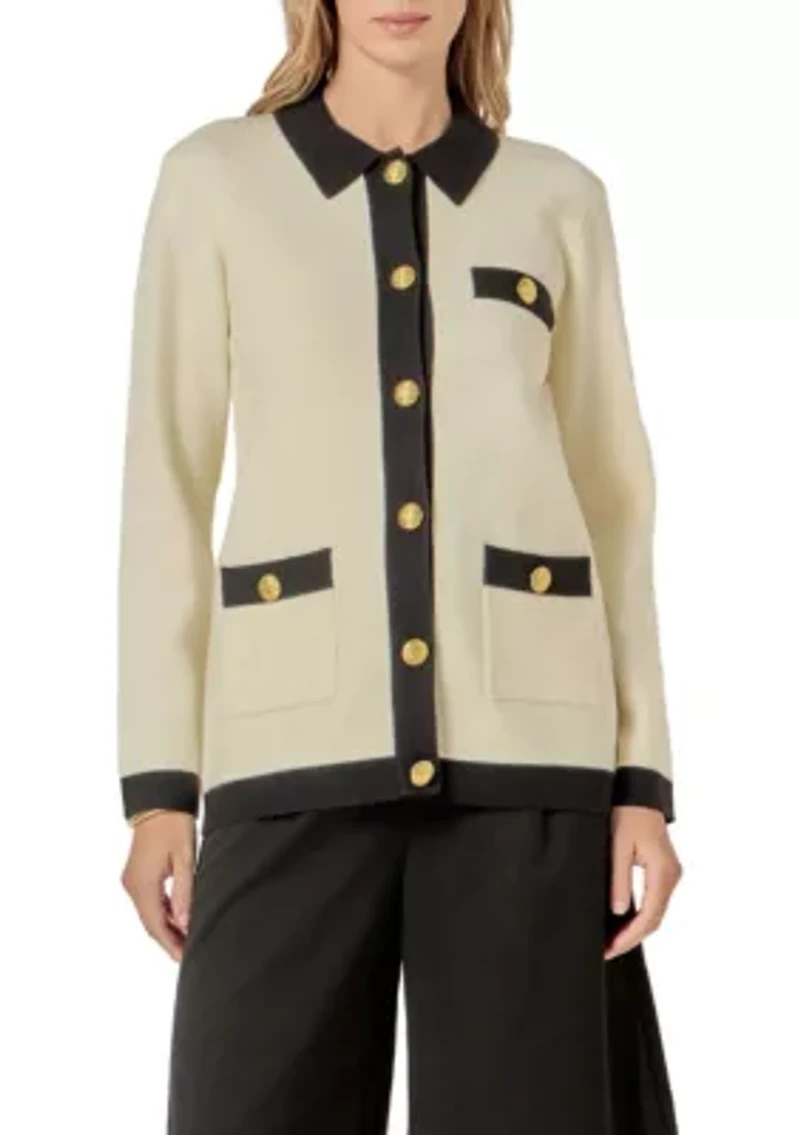 Contrast Details Knit Cardigan