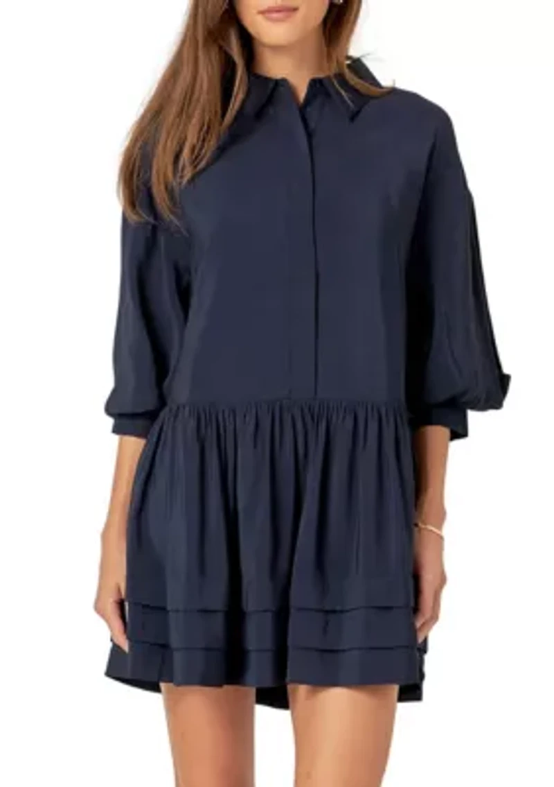 Collared Drop Waist Dress