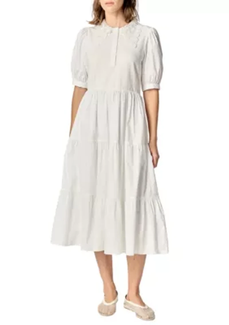 MIXED MEDIA MIDI DRESS