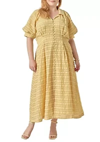 SEERSUCKER CHECK MIDI DRESS