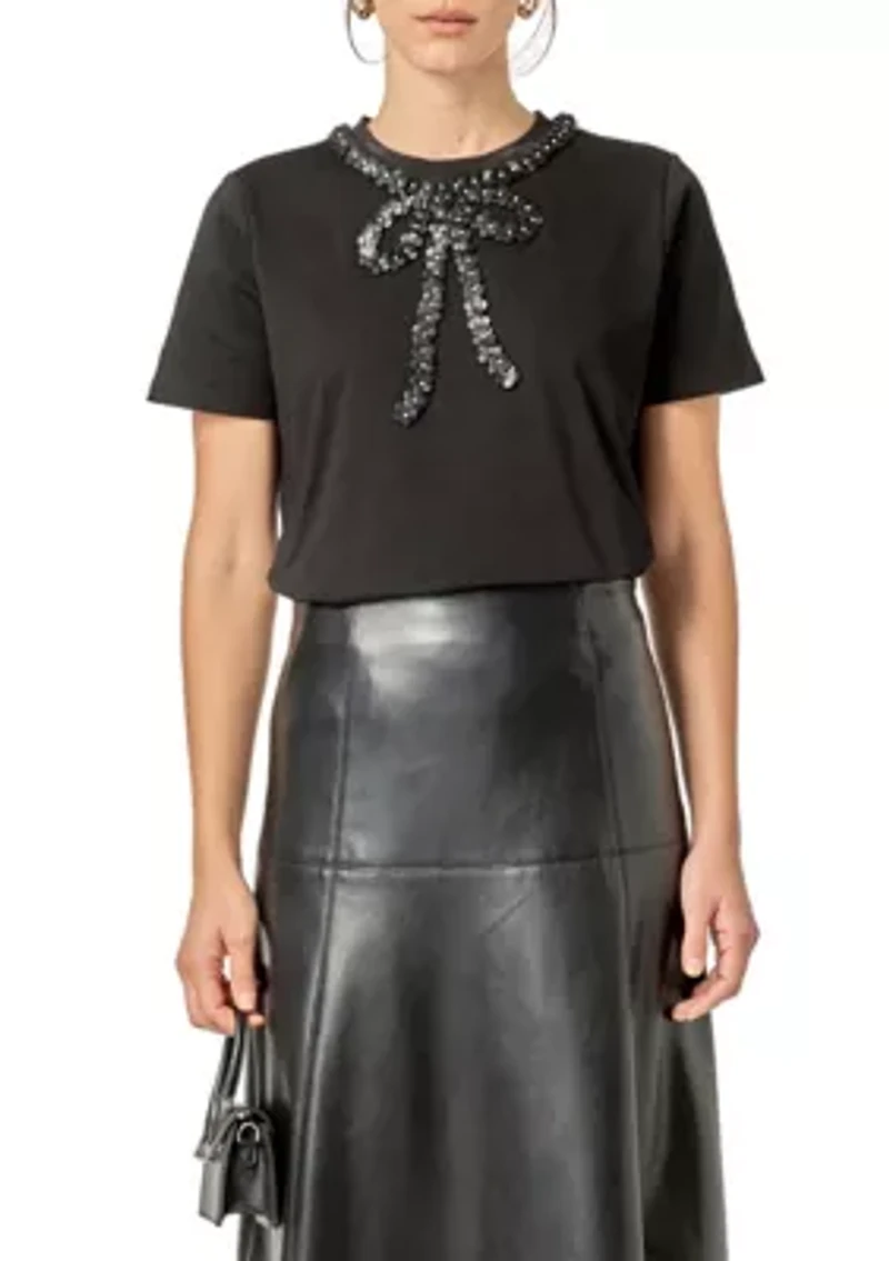 FLORAL BOW DETAIL TOP