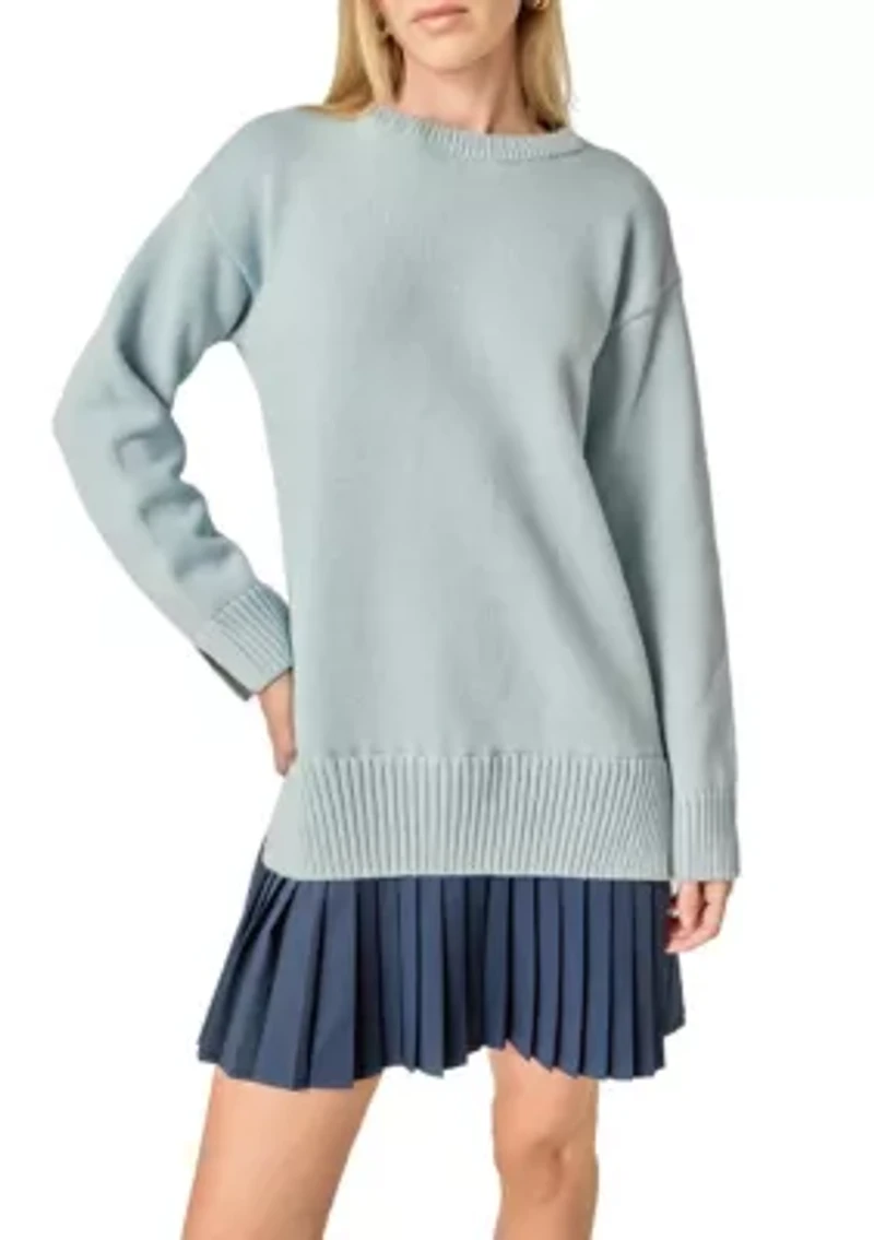 MIXED MEDIA PLEATED MINI DRESS