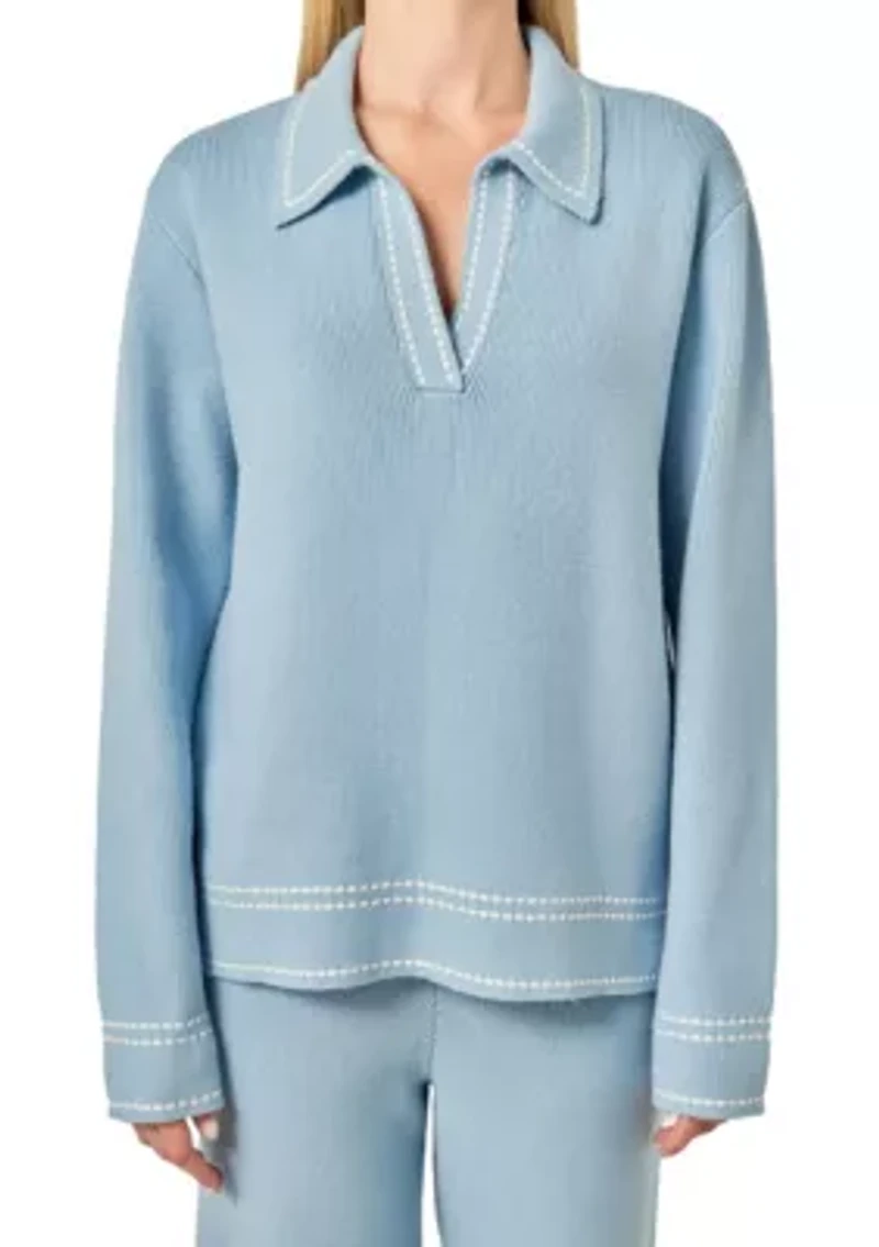 STITCH DETAILED POLO KNIT