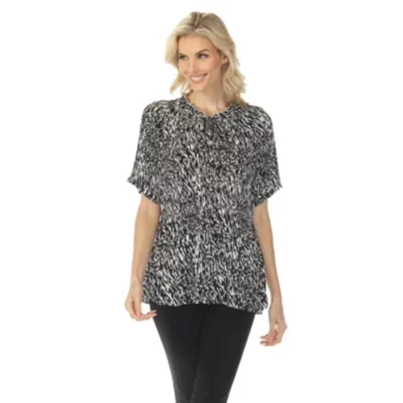 Women’s Short Sleeve Printed Peplum Top