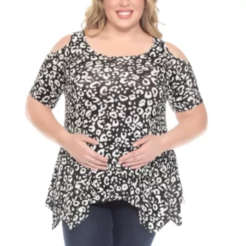 Women's Cold Shoulder Leopard Print Maternity Top