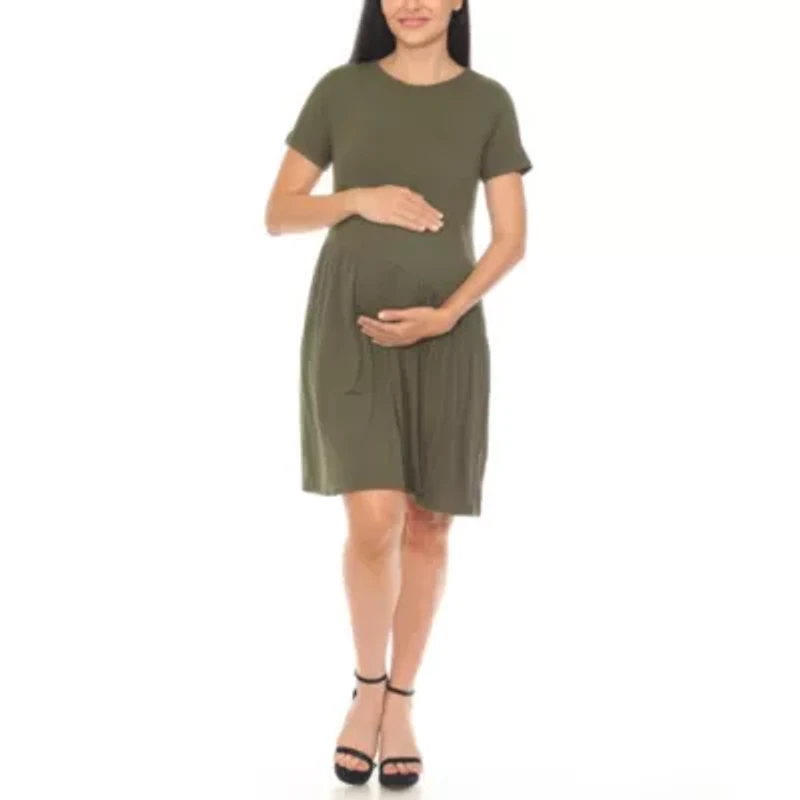 Asymmetrical Waistline Maternity Dress