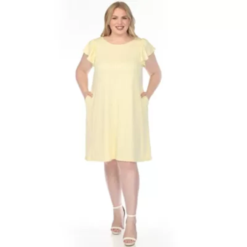 Plus Crew Neck Ruffle Sleeve Dress