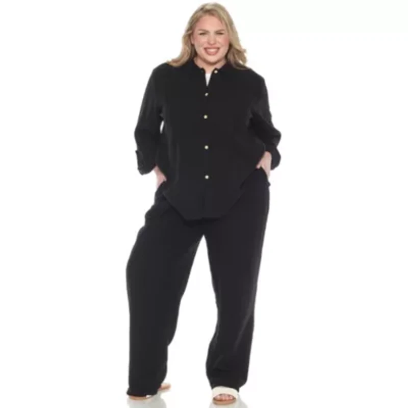Plus Long Sleeve Button Down Cotton Gauze Set