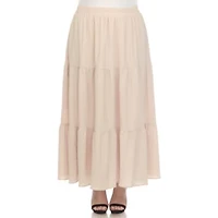 Plus Pleated Tiered Maxi Skirt