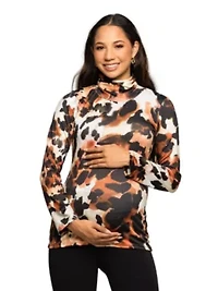 Maternity Long Sleeve Turtleneck Top Animal Print