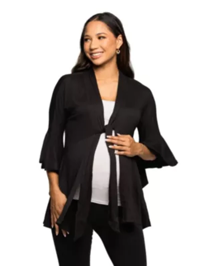 Maternity Tie Front Bell Sleeve Cardigan