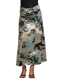 Maternity Green Paisley Print Maxi Skirt