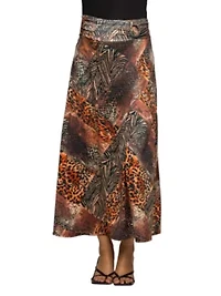 Maternity Brown Animal Patchwork Print Maxi Skirt