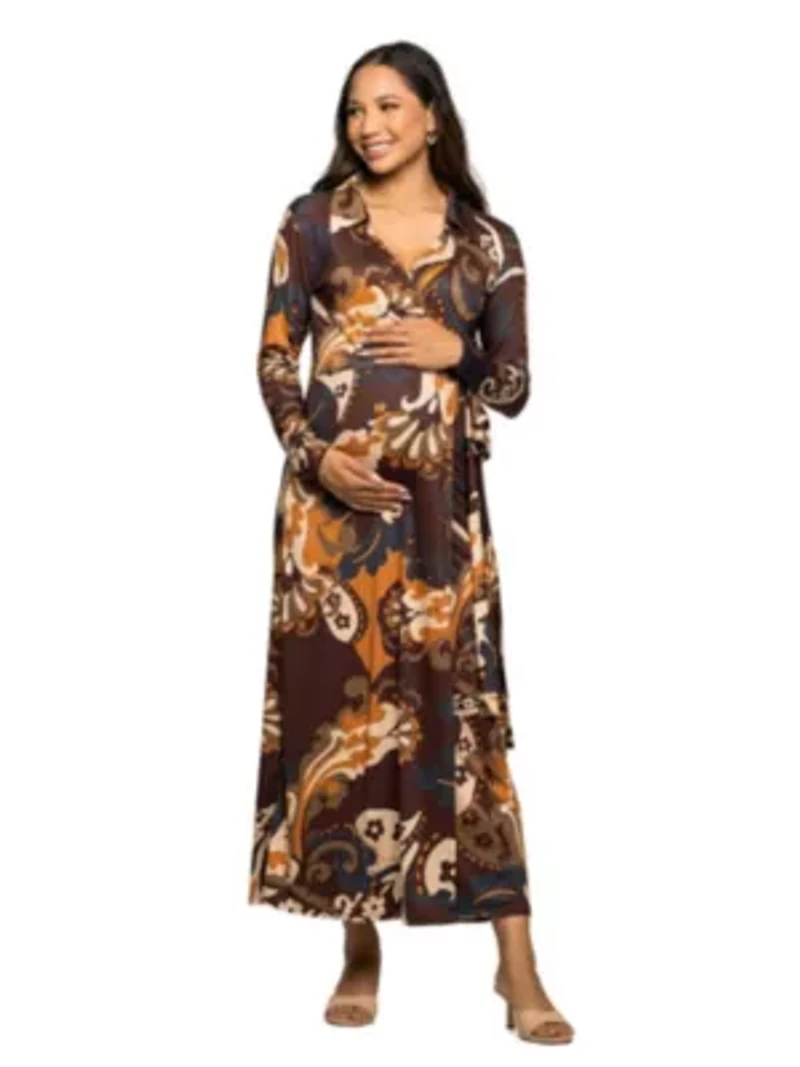 Maternity Brown paisley Empire Waist Maxi Dress