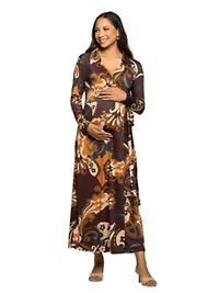 Maternity Brown paisley Empire Waist Maxi Dress