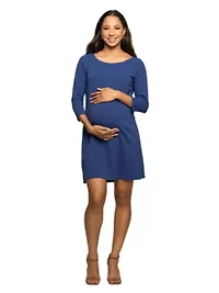 Maternity Three Quarter Sleeve A Line Knee Length Dress