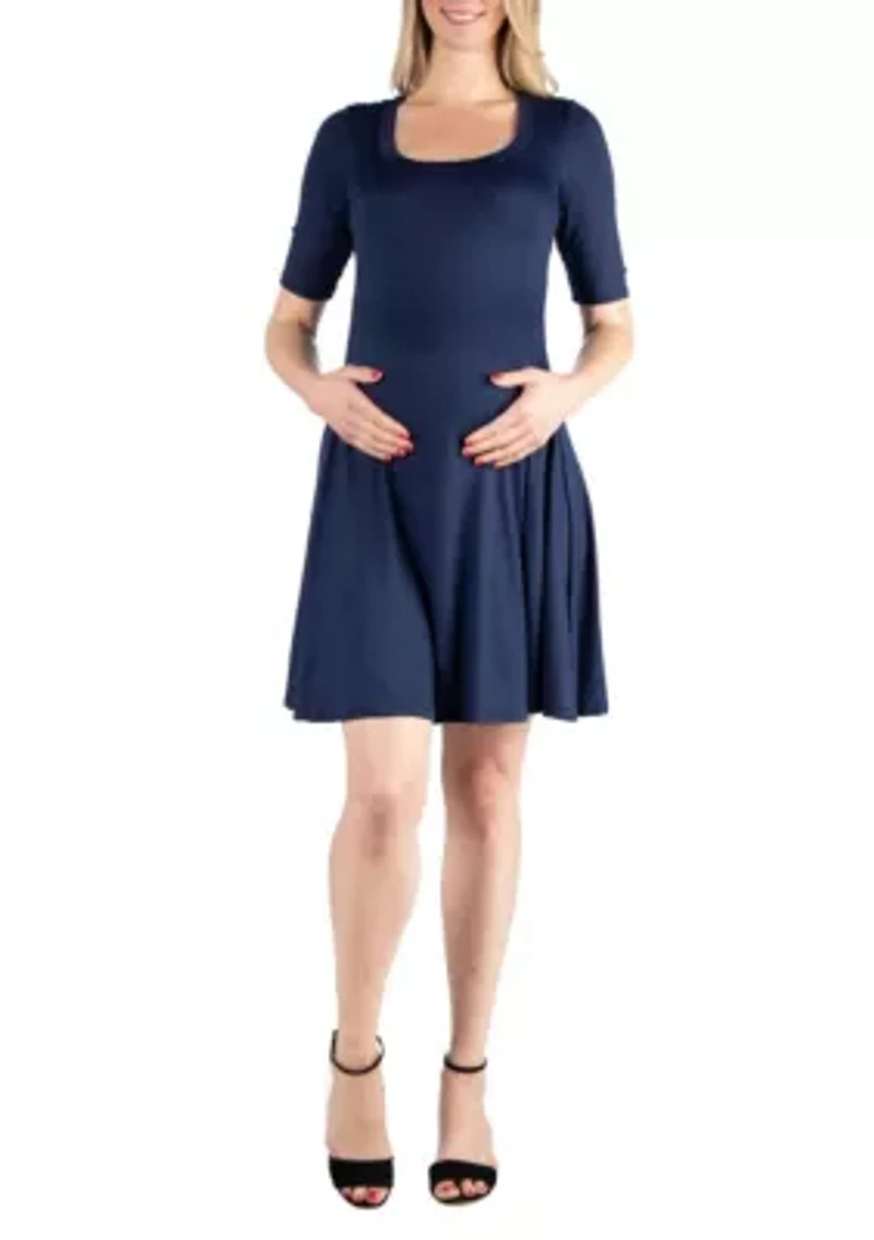 Knee Length A Line Elbow Sleeve Maternity Dress