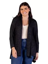 Plus Open Front Long Sleeve High Low Cozy Cardigan