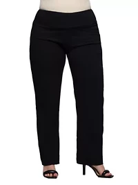 24seven Comfort Apparel Plus Comfortable Stretch High Waist Dress Pants