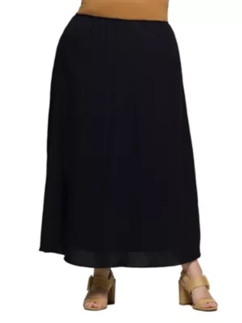 Plus Elastic Waist A Line Maxi Skirt