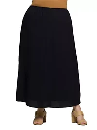 Plus Elastic Waist A Line Maxi Skirt