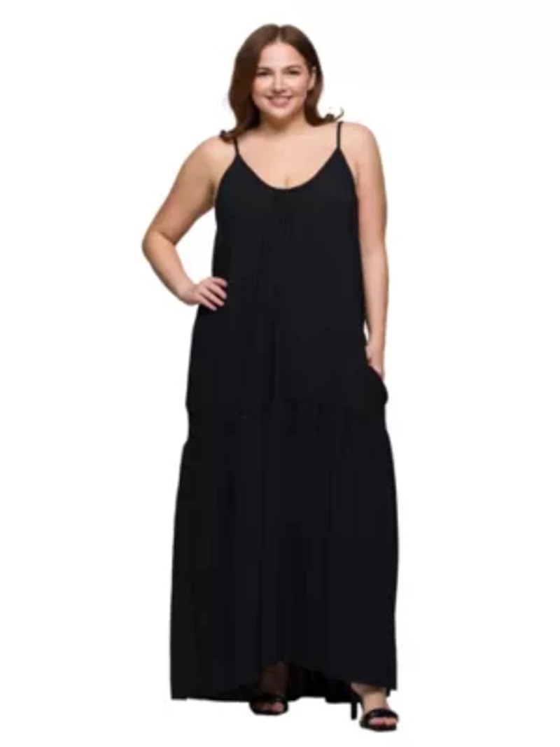 Plus Lightweight Spaghetti Strap Pocket Maxi Dress