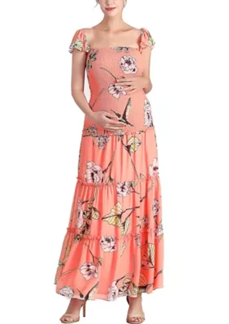 Addy Smocked Maternity Maxi Dress