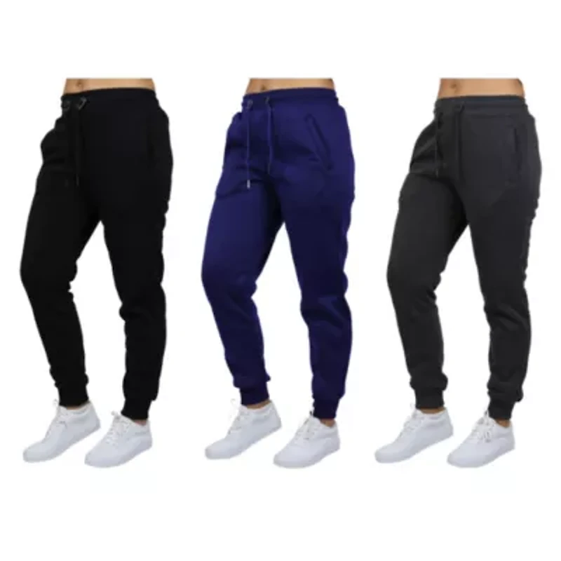 Women's Loose Fit  Heavyweight Classic Fleece Jogger Sweatpants- 3 Pack