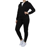 Galaxy By Harvic Women's Loose Fit Fleece-Lined Full Zip Up Hoodie & Jogger 2-Piece Set