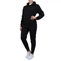 Galaxy By Harvic Women's Loose Fit Fleece-Lined Pullover Hoodie & Jogger 2-Piece Set