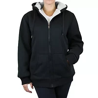 Women's Loose Fit Sherpa Lined Fleece Zip-Up Hoodie