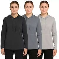 Blue Ice Women's Loose Fit Cotton Lightweight Casual Pullover Drawstring Hoodie With Pocket-3 Pack