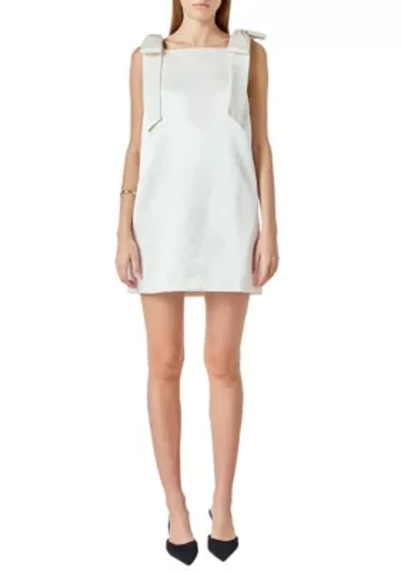 Velvet Satin Bow Mini Dress