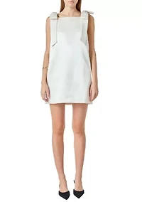 Velvet Satin Bow Mini Dress