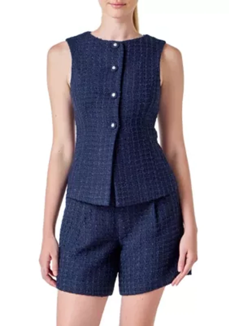 Tweed Buttoned Sleeveless