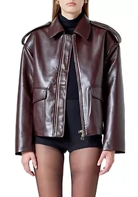 VEGAN LEATHER OVERSIZED JACKET