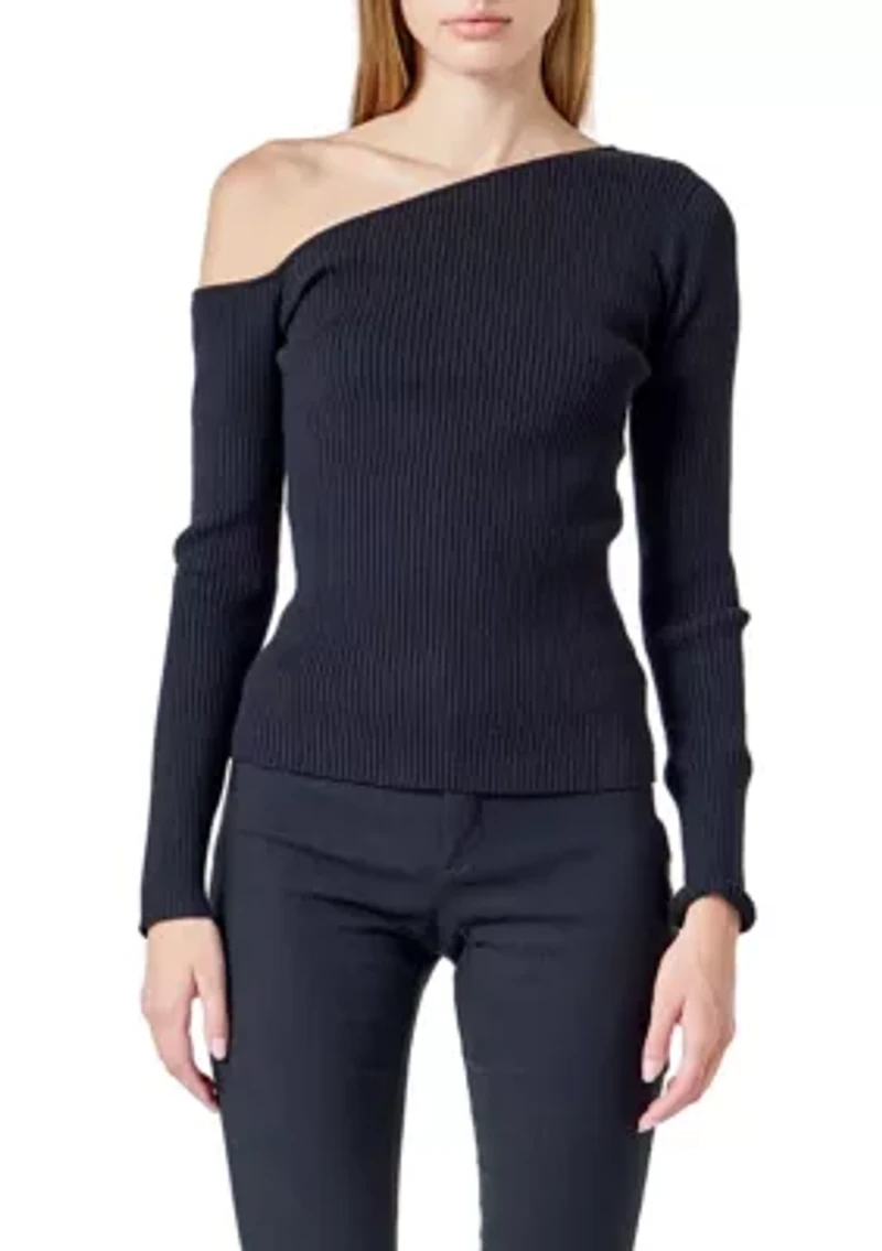 One Shoulder Ribbed Top