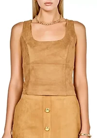 Suede Scoop neck Top