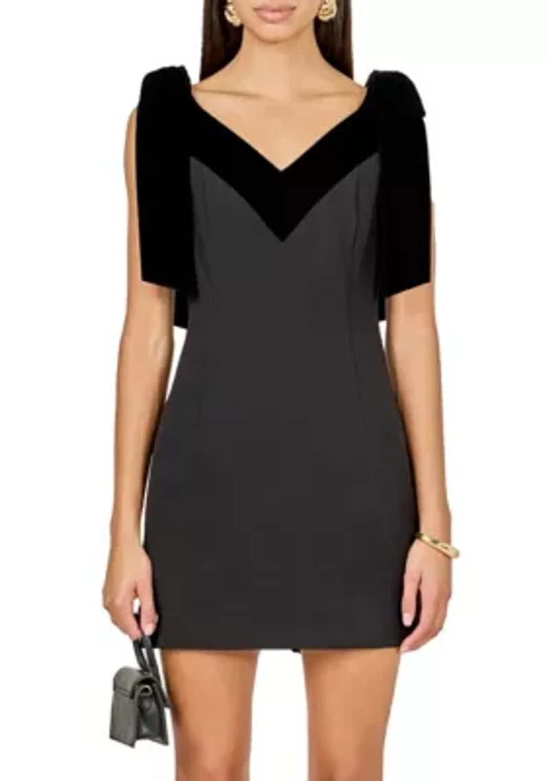 VELVET DETAIL MINI DRESS