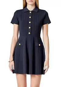 Jewel Buttoned Knit Mini Dress