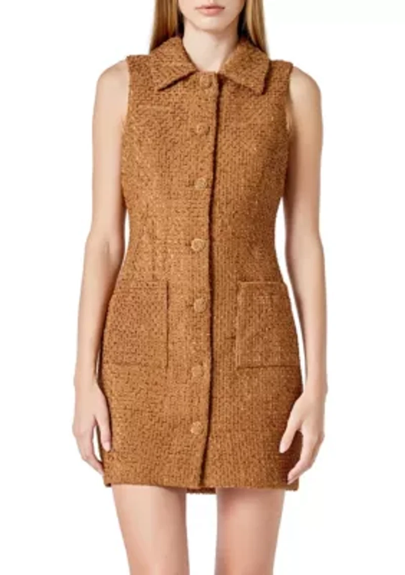 Tweed Collared Mini Dress