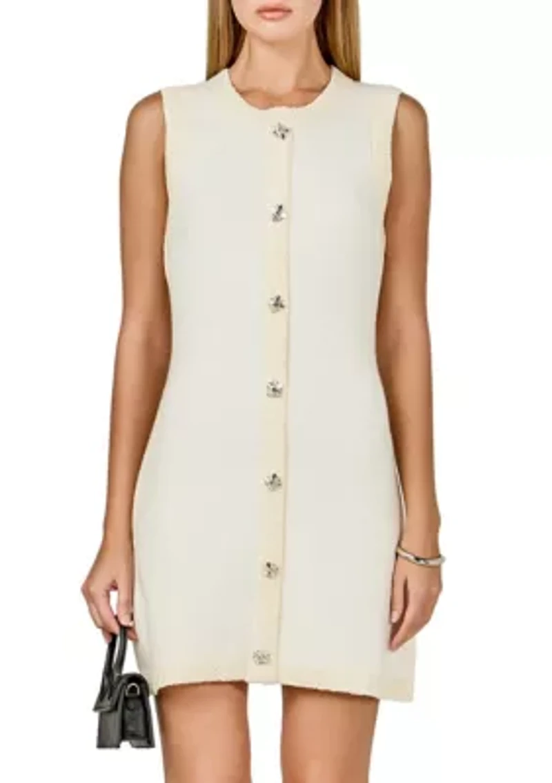 JEWEL BUTTON KNIT MINI DRESS