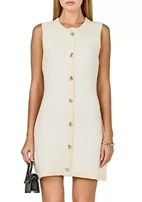 JEWEL BUTTON KNIT MINI DRESS