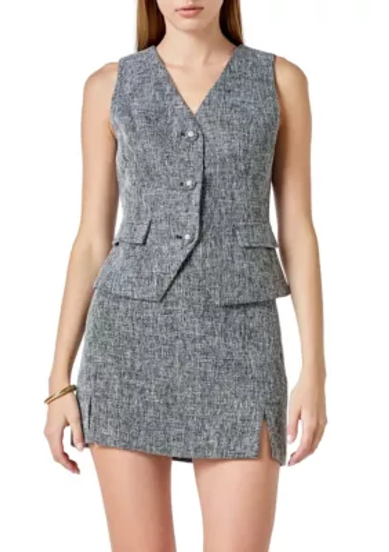 Multi Tweed Buttoned Vest